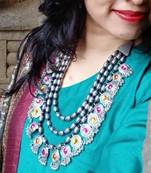 Deigner Silver Beaded Thred Layered Three line Rani haar necklace-sets