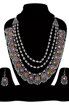 Deigner Silver Beaded Thred Layered Three line Rani haar necklace-sets