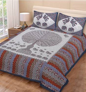 Jaipuri Sanganeri Prints Cotton Bed Sheet For Double Bed With Two Pillow Cover Size 90 x 100 Inch 1