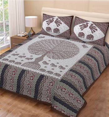 Jaipuri Sanganeri Prints Cotton Bed Sheet For Double Bed With Two Pillow Cover Size 90 x 100 Inch 1