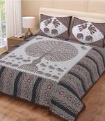 Jaipuri Sanganeri Prints Cotton Bed Sheet For Double Bed With Two Pillow Cover Size 90 x 100 Inch