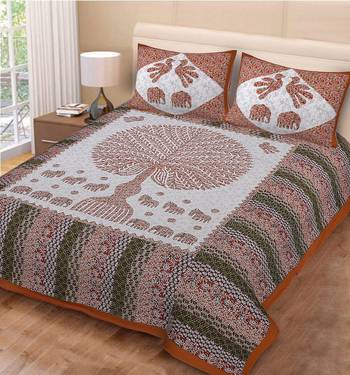 Jaipuri Sanganeri Prints Cotton Bed Sheet For Double Bed With Two Pillow Cover Size 90 x 100 Inch 1