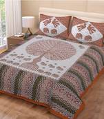 Jaipuri Sanganeri Prints Cotton Bed Sheet For Double Bed With Two Pillow Cover Size 90 x 100 Inch