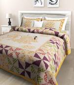 Jaipuri Sanganeri Prints Cotton Bed Sheet For Double Bed With Two Pillow Cover Size 90 x 100 Inch