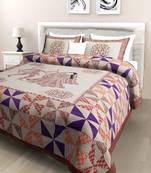 Jaipuri Sanganeri Prints Cotton Bed Sheet For Double Bed With Two Pillow Cover Size 90 x 100 Inch