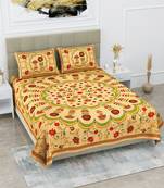 Jaipuri Sanganeri Prints Cotton Bed Sheet For Double Bed With Two Pillow Cover Size 90 x 100 Inch