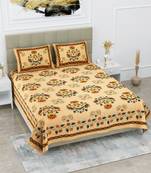 Jaipuri Sanganeri Prints Cotton Bed Sheet For Double Bed With Two Pillow Cover Size 90 x 100 Inch