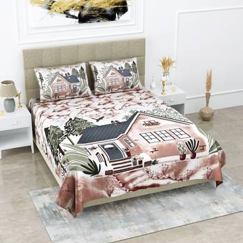 Jaipuri Sanganeri Prints Cotton Bed Sheet For Double Bed With Two Pillow Cover Size 90 x 100 Inch 1