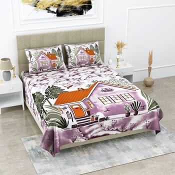 Jaipuri Sanganeri Prints Cotton Bed Sheet For Double Bed With Two Pillow Cover Size 90 x 100 Inch 1