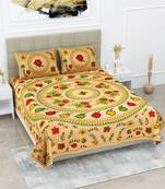 Jaipuri Sanganeri Prints Cotton Bed Sheet For Double Bed With Two Pillow Cover Size 90 x 100 Inch