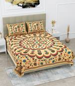 Jaipuri Sanganeri Prints Cotton Bed Sheet For Double Bed With Two Pillow Cover Size 90 x 100 Inch
