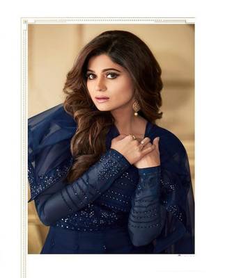 royal blue embroidery net semi stitch anarkali gowns 2