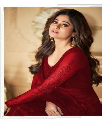 Maroon embroidery net semi stitch anarkali gowns 2