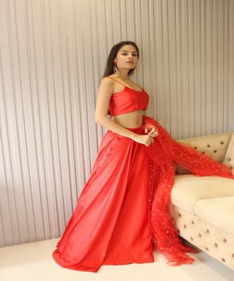 Red Satin Lehenga 1