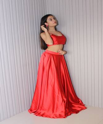 Red Satin Lehenga 3