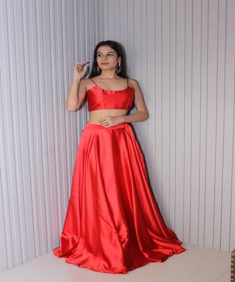 Red Satin Lehenga 4