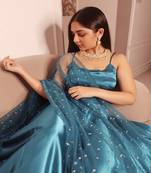 Astral Blue Satin Lehenga