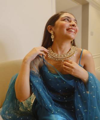 Astral Blue Satin Lehenga 4
