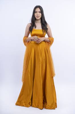 Mustard Satin Lehenga 1