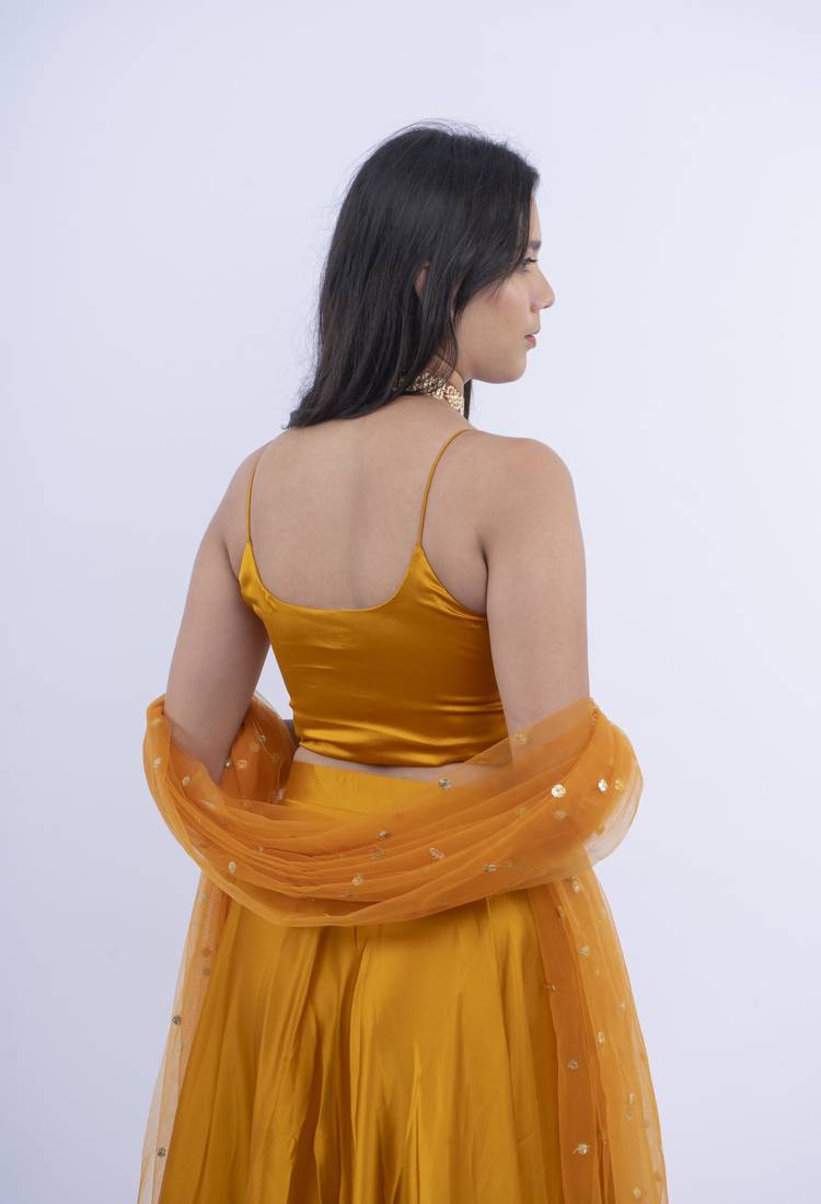 Mustard Satin Lehenga