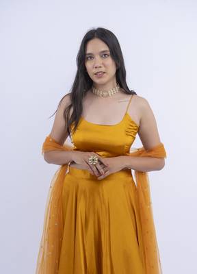 Mustard Satin Lehenga 4