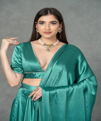 Empress Green Satin Lehenga 1