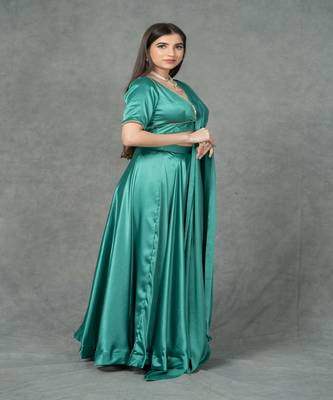 Empress Green Satin Lehenga 4