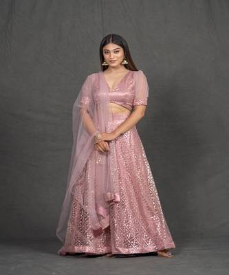 Pink Panchi Net Lehenga 1