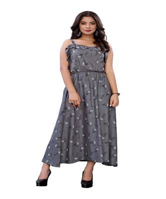 Grey Slub Cotton Casual Wear Abstract Print Kurti. 1