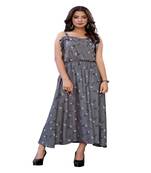 Grey Slub Cotton Casual Wear Abstract Print Kurti.