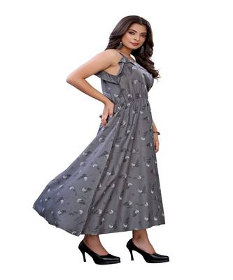 Grey Slub Cotton Casual Wear Abstract Print Kurti. 4