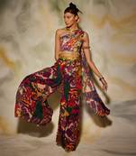 Purple One Off Shoulder Crop Top & Pant Set