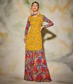 Pink Geometric Printed Kurti Gharara Set