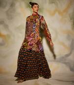 Kurti With Brown Butta Printed Sharara Pants