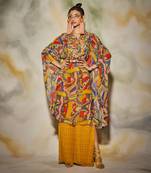 Multicolor Neon Geometric Print Kaftan Set
