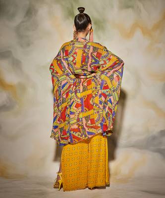 Multicolor Neon Geometric Print Kaftan Set 4