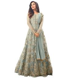 Fashion Kreza Women's Net Embroidered Anarkali Gown with Dupatta