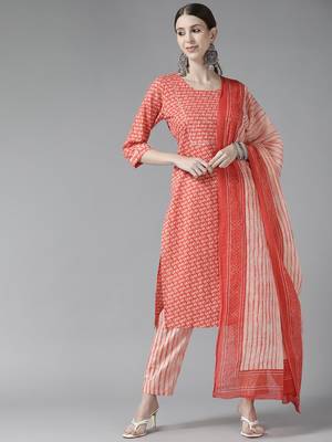 Pink printed cotton ethnic-kurtis 1