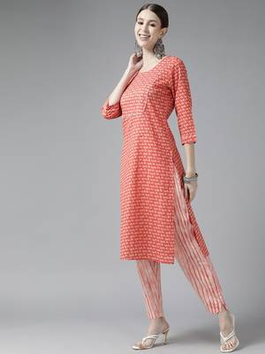 Pink printed cotton ethnic-kurtis 2