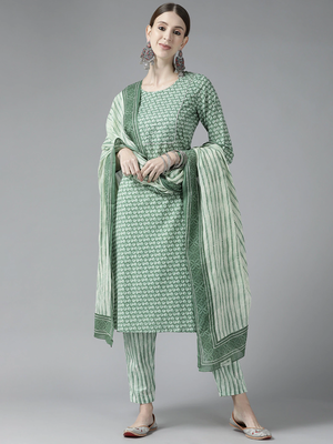 Green printed cotton ethnic-kurtis 1
