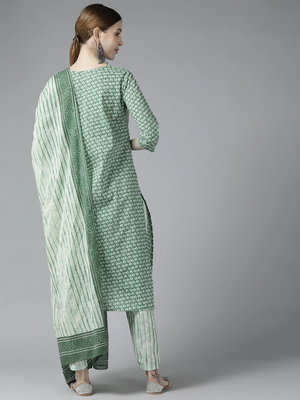 Green printed cotton ethnic-kurtis 3