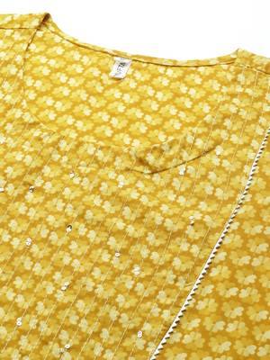 Mustard printed cotton ethnic-kurtis 4