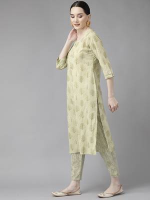 Olive printed cotton ethnic-kurtis 2