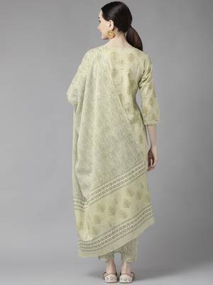 Olive printed cotton ethnic-kurtis 3