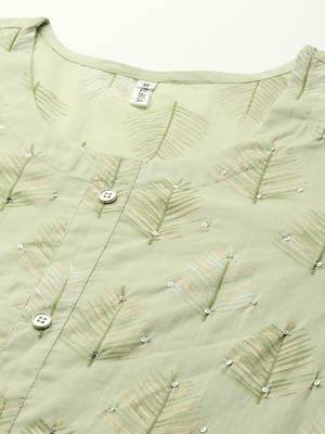 Olive printed cotton ethnic-kurtis 4