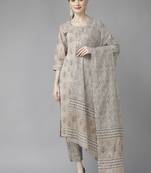 Grey printed cotton ethnic-kurtis
