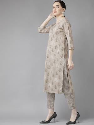 Grey printed cotton ethnic-kurtis 2