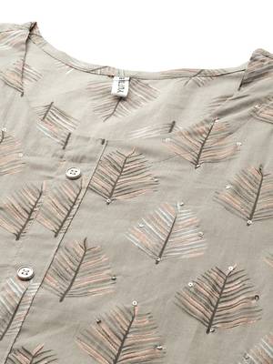 Grey printed cotton ethnic-kurtis 4