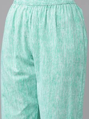 Turquoise printed cotton ethnic-kurtis 5