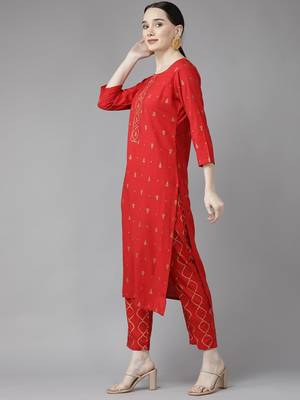 Red printed rayon ethnic-kurtis 2